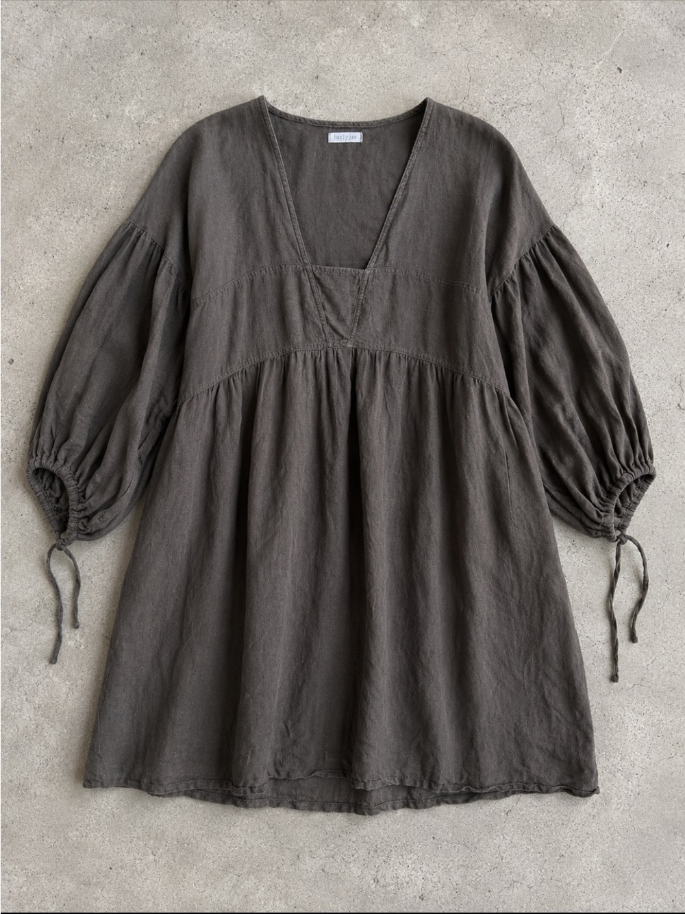 Harly Jae Paysanne Babydoll Mini Dress 2X/3X Olive Green Pockets 100% Linen